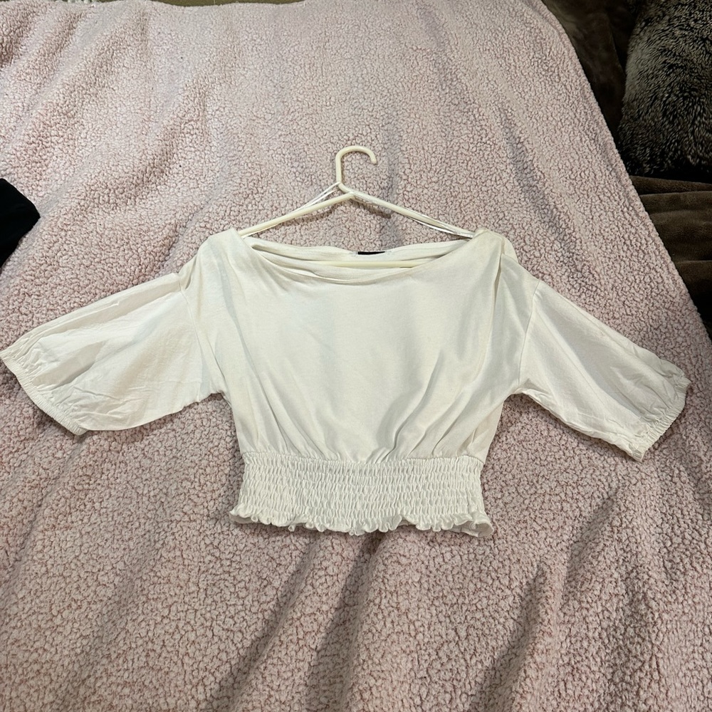 Zara white off shoulder crop top size small